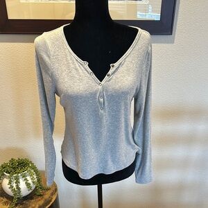 BP B.P Nordstrom women’s Long Sleeve rib Henley Top shirt large super soft EUC‎